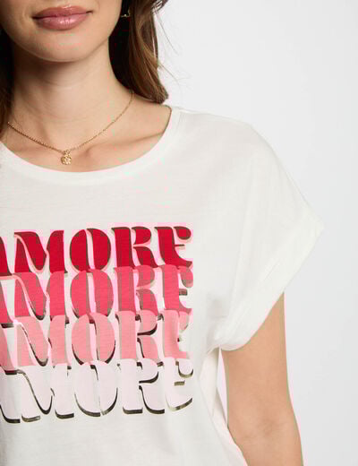 T-shirt à inscription blanc femme