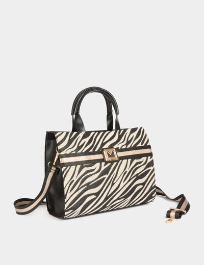 Shopper met luipaardprint ivoor vrouw