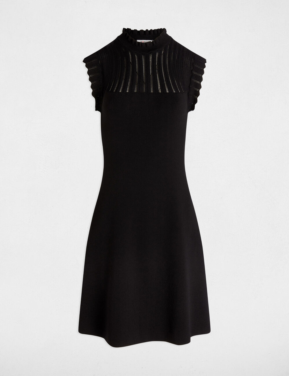 Robe tricot courte trapèze noir femme