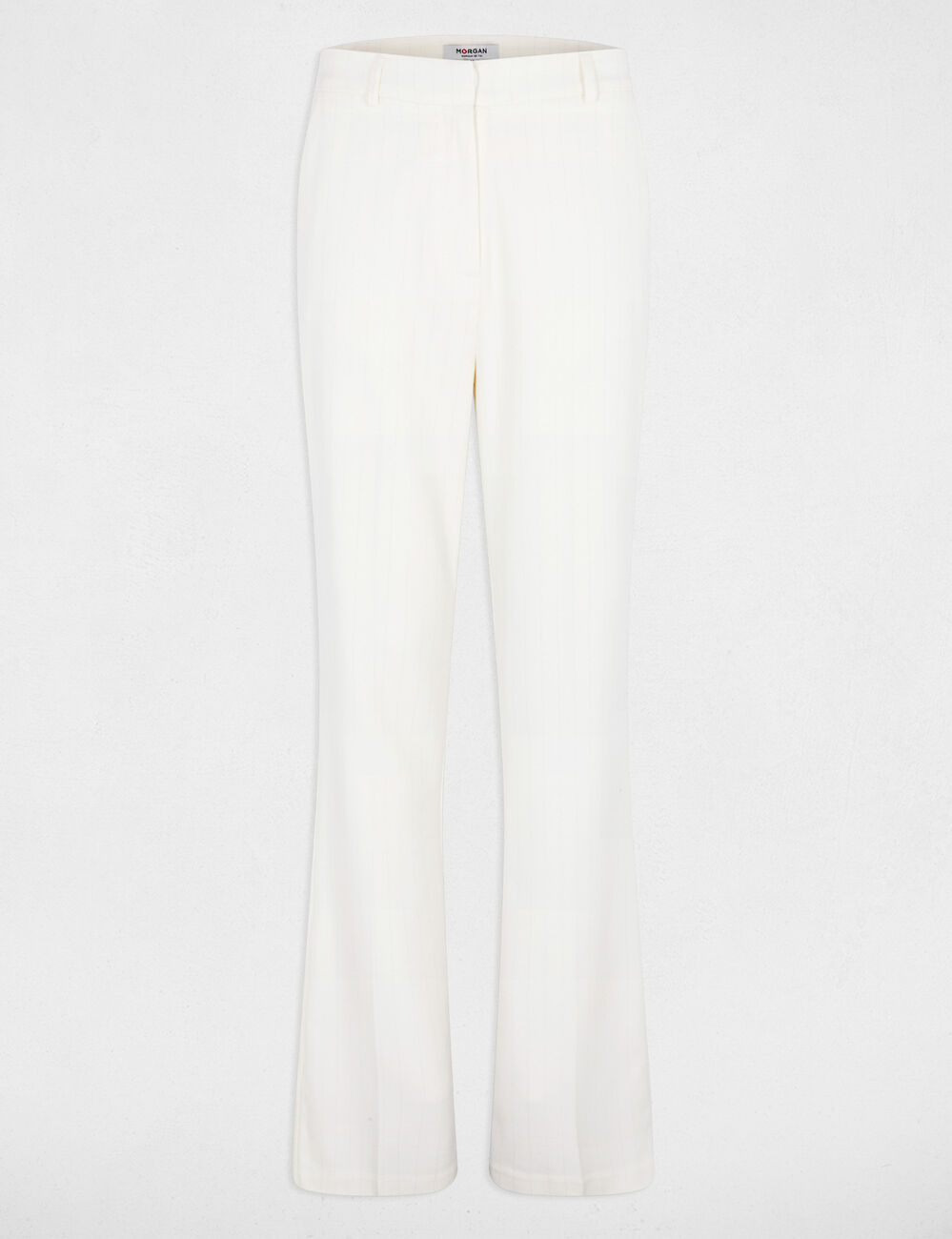 Pantalon large &agrave; fines rayures blanc femme