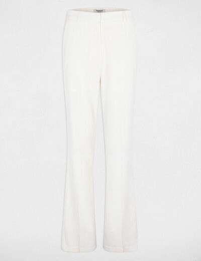 Hoge taille wijde broek helder wit vrouw