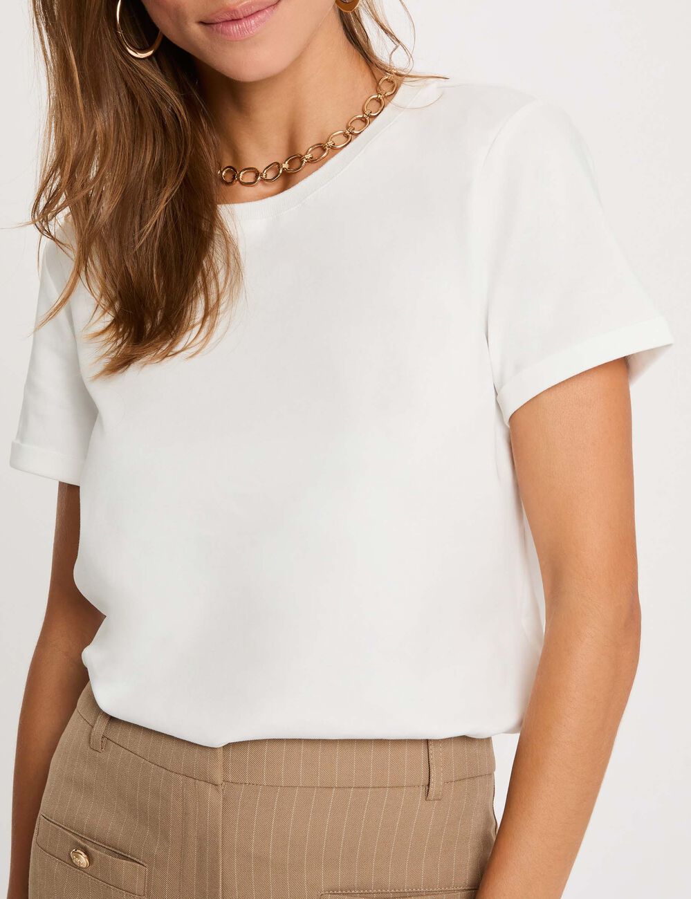 T-shirt met korte mouwen helder wit vrouw