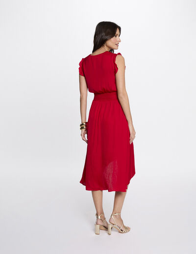 Robe droite fluide sans manches rouge femme