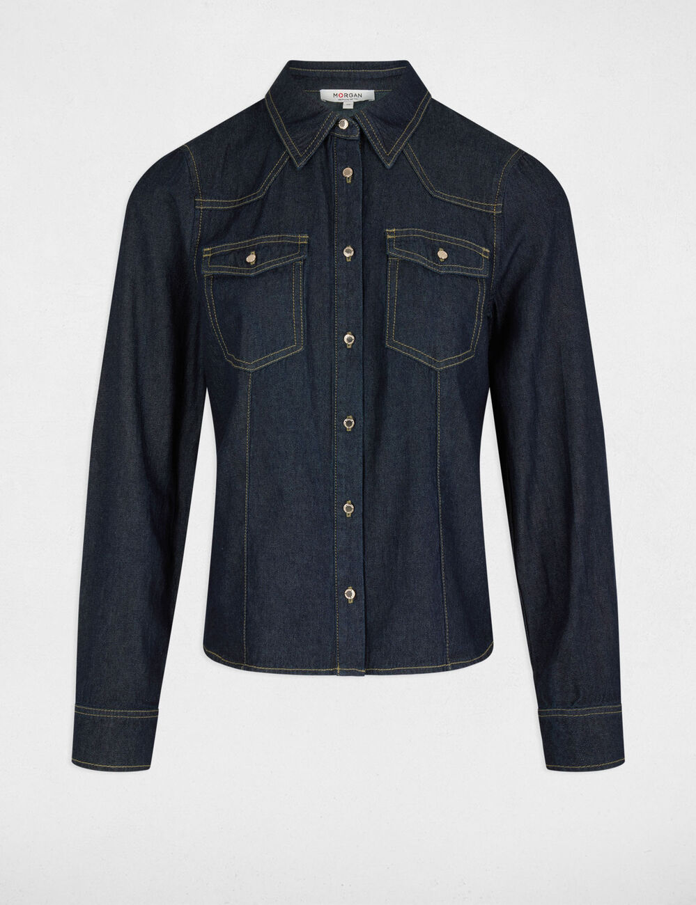 Lange mouwen overhemd ruw denim vrouw