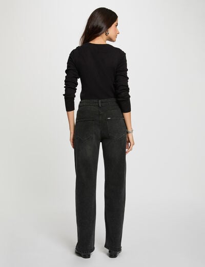 Pull col rond dentelle noir femme