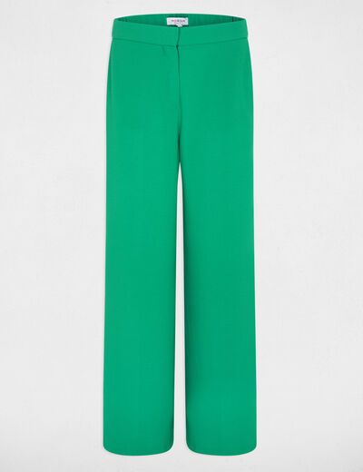 Pantalon large fluide vert prairie femme
