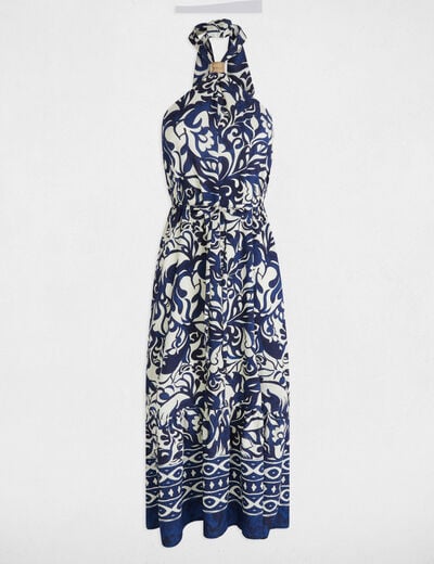 Robe longue droite imprimée multicolore femme
