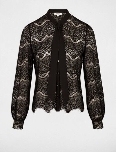 Chemise dentelle lavallière noir femme