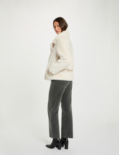 rechte jas met knopen ivoor vrouw Rechte jas met knopen ivoor vrouw