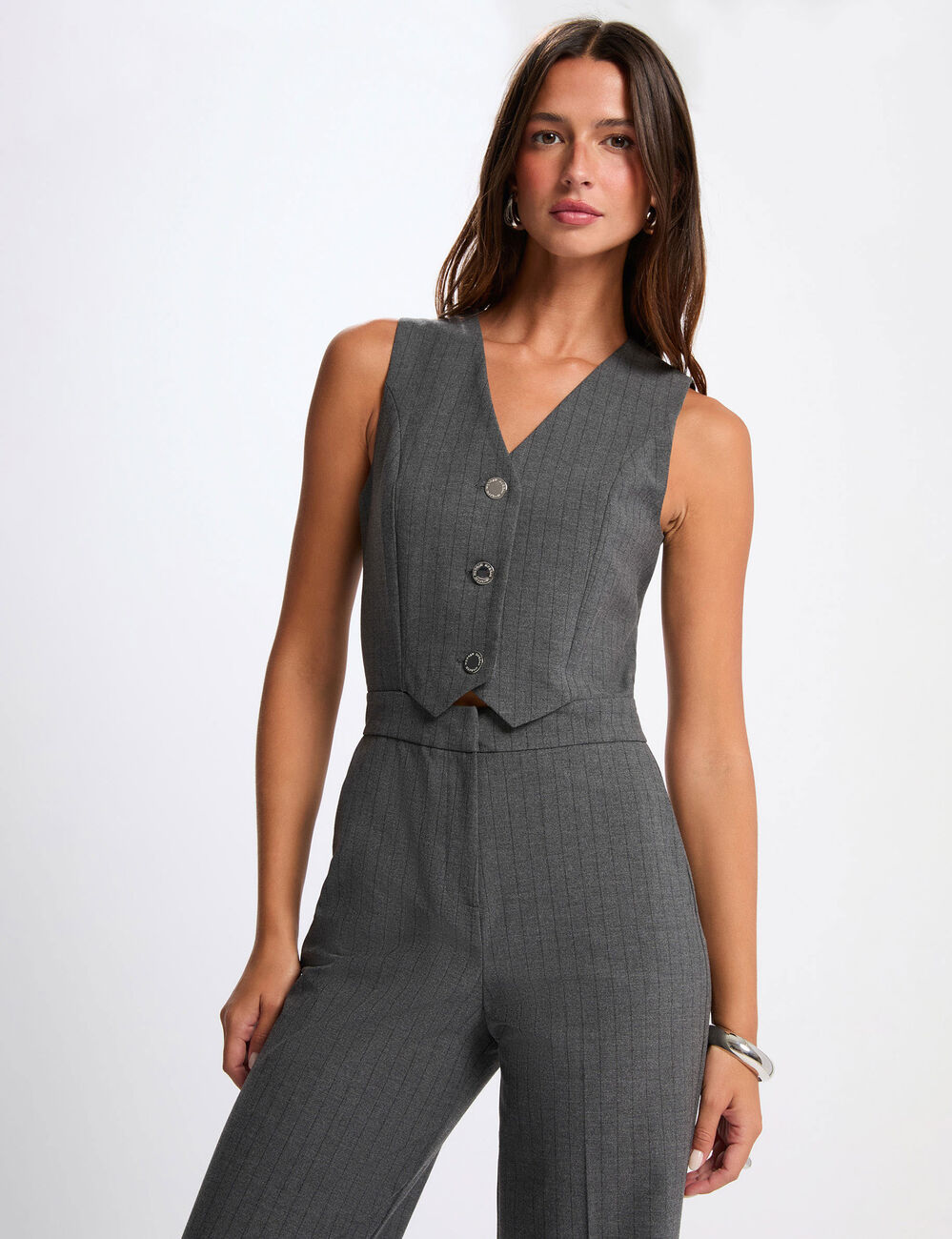 Combinaison fluide sans manches gris moyen femme