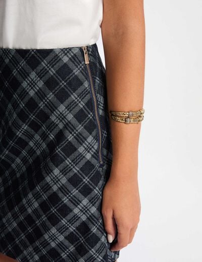 Jupe courte trapèze denim brut femme