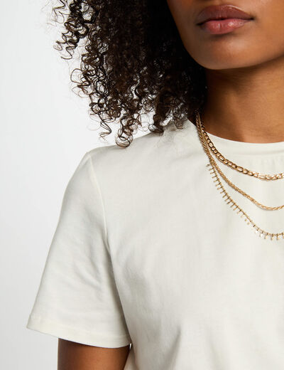 T-shirt met korte mouwen helder wit vrouw