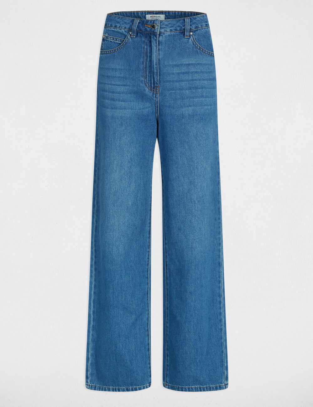 Pantalon large taille haute denim stone femme