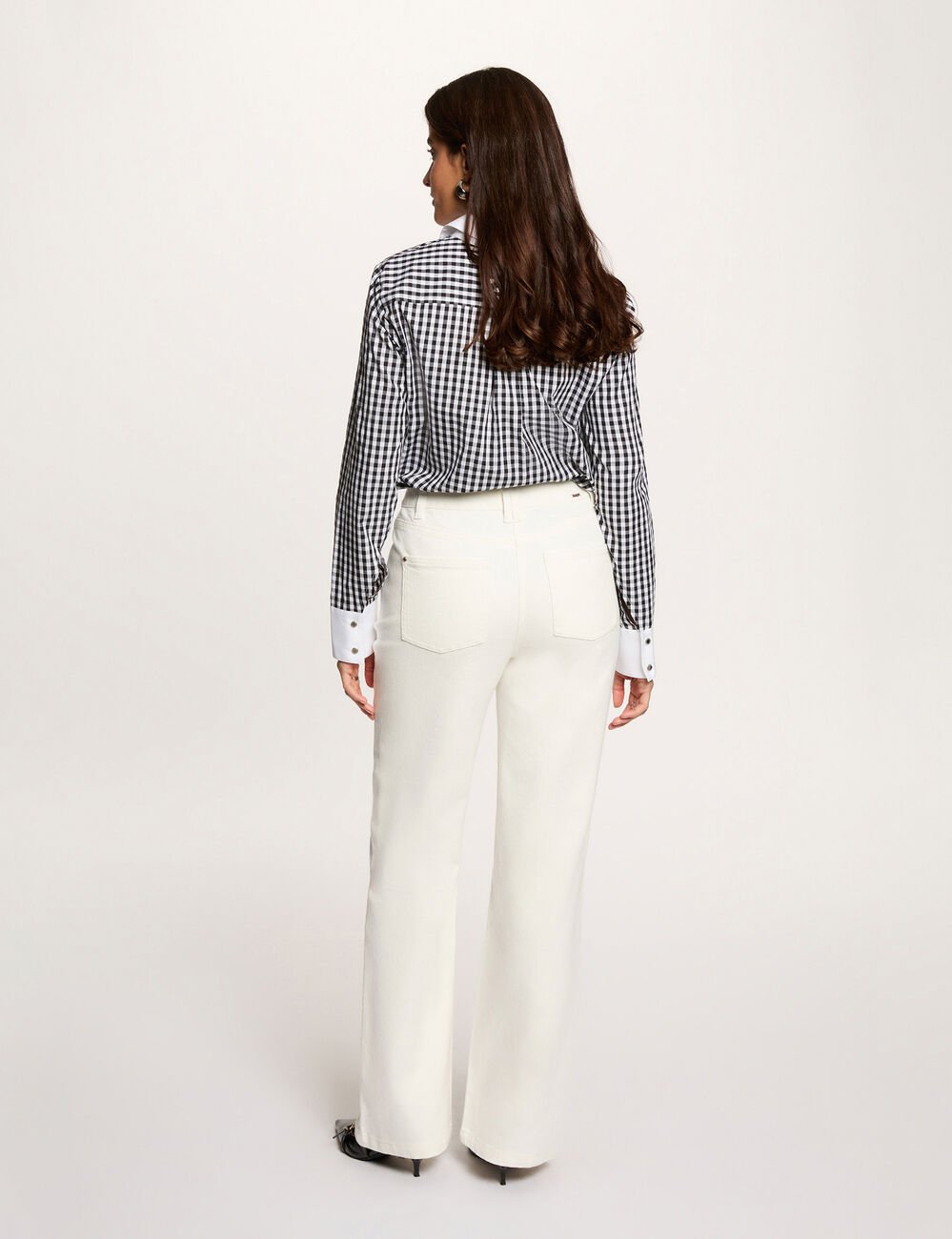 Jean large 7/8 blanc femme