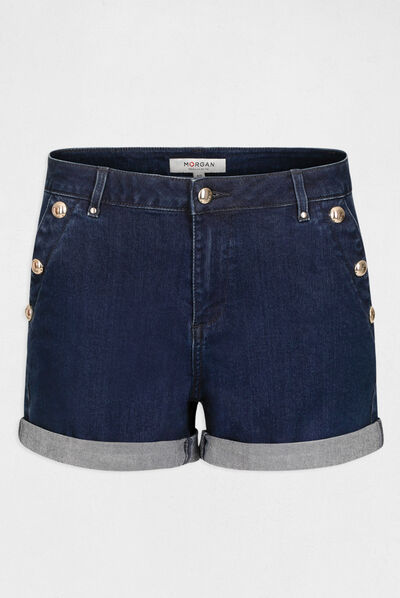 Short slim en jean à pont jean brut femme