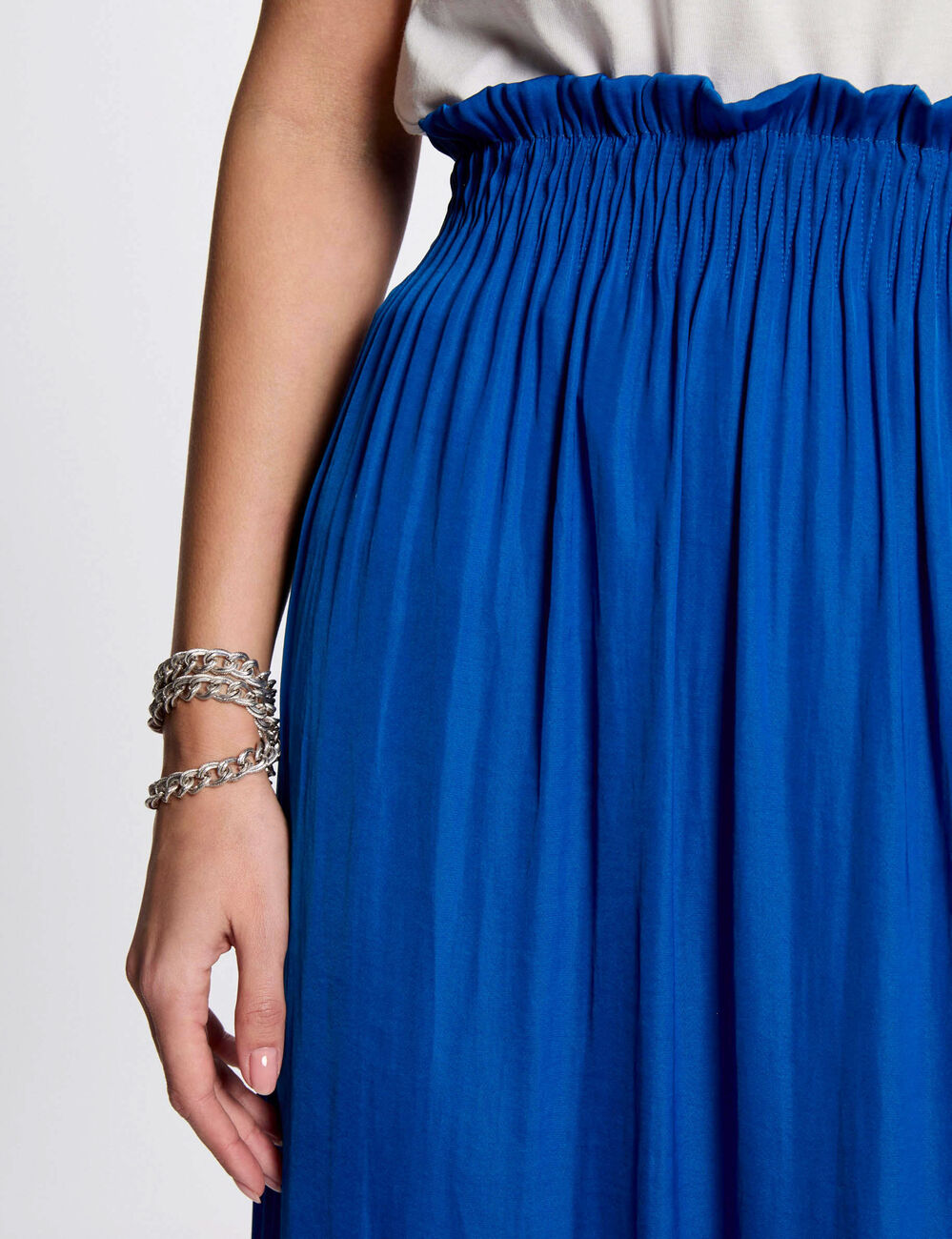 Lange rok met elastische taille bleu electrique vrouw