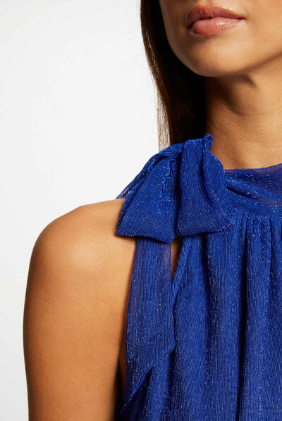 Débardeur encolure américaine avec noeud bleu femme
