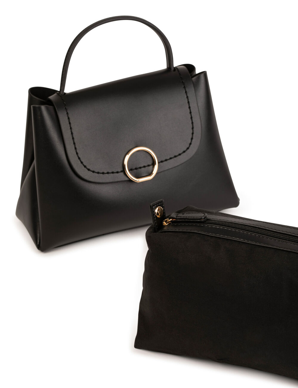 Sac rectangulaire &agrave; rabat noir femme