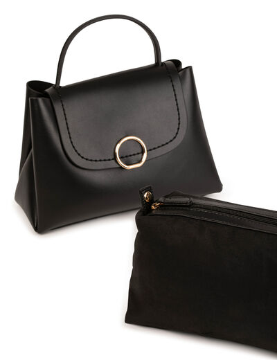 Sac rectangulaire &agrave; rabat noir femme