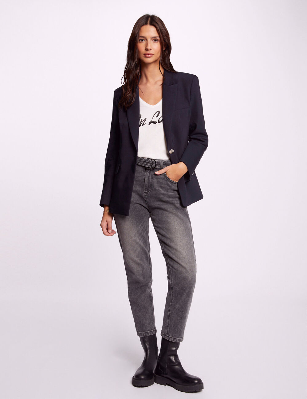 Korte getailleerde jas marine vrouw