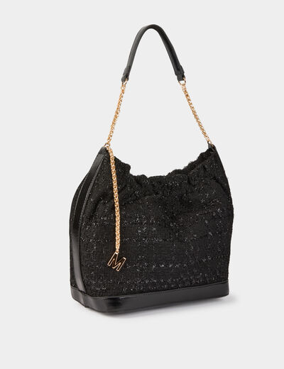 Metallic tweed tas zwart vrouw