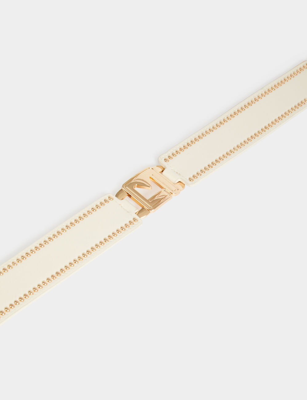 Elastische riem met studs ivoor vrouw