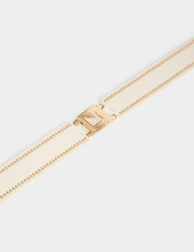 Ceinture élastiquée à clous ivoire femme