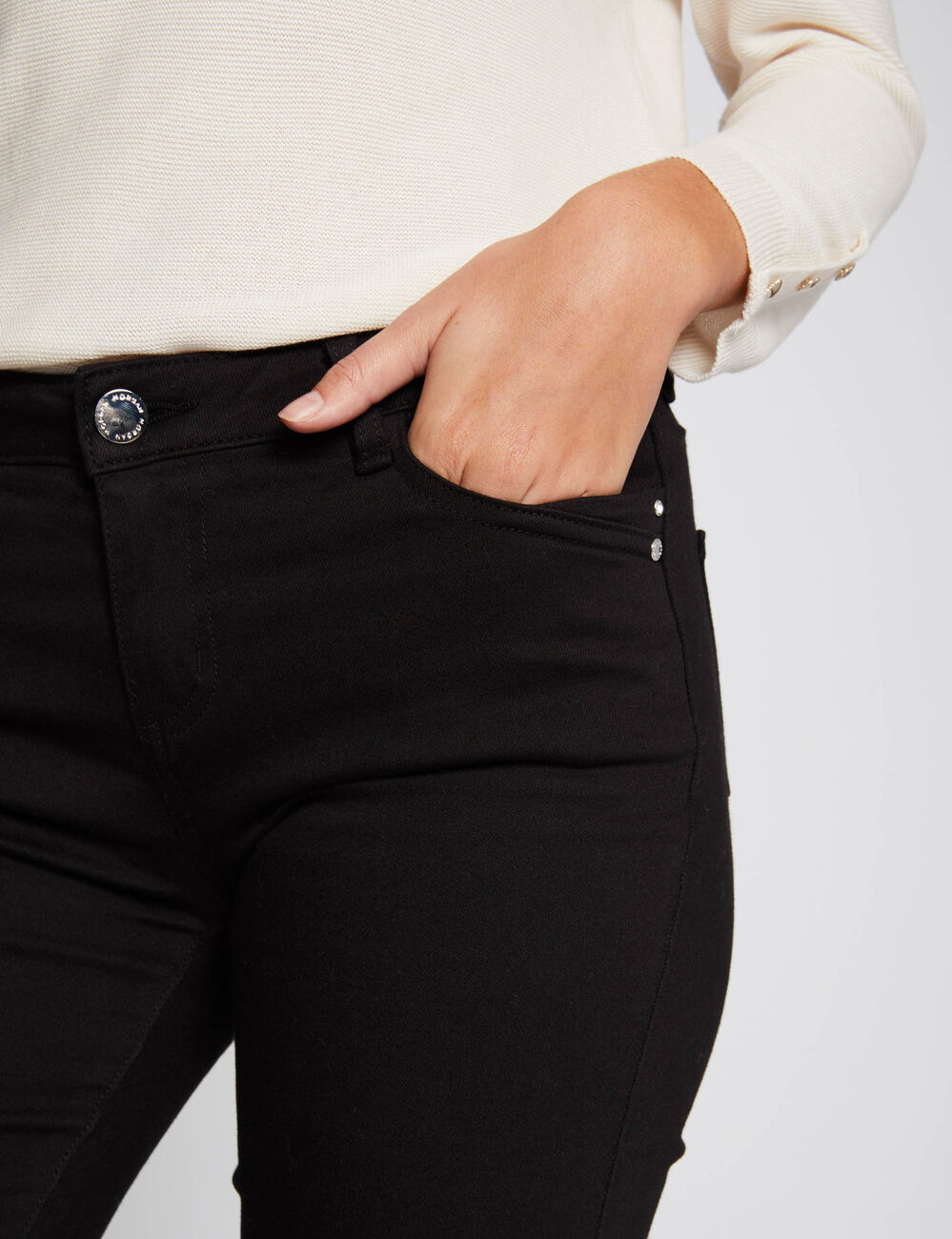 Skinny broek met lage taille zwart vrouw