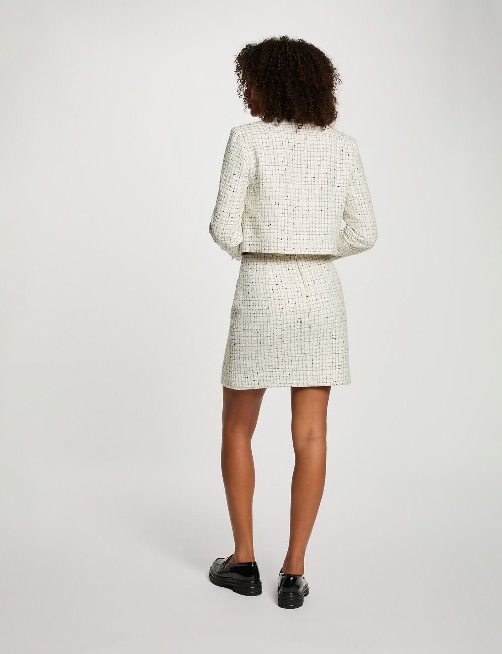 Veste ajustée col rond ivoire femme