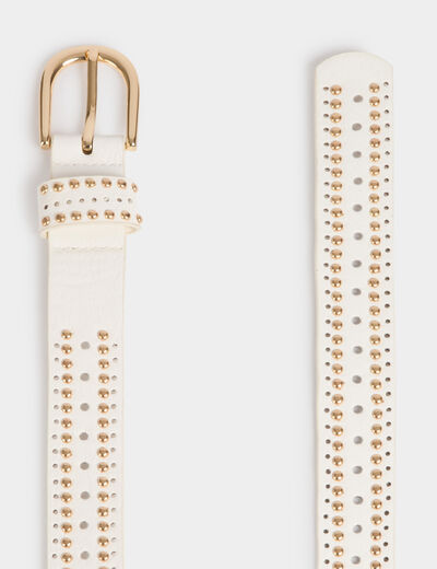 Riem met studs en perforaties helder wit vrouw