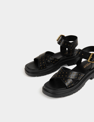 Sandales avec clous noir femme