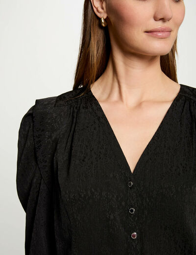Chemise manches 3/4 noir femme