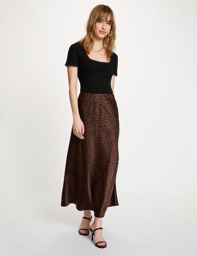 Jupe longue satin&eacute;e multicolore femme