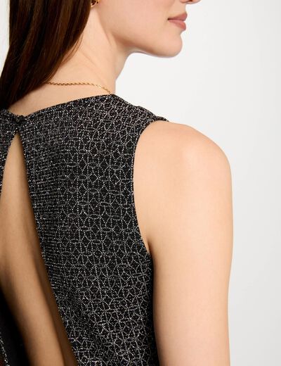 Aangesloten korte jurk met print couleur argent vrouw