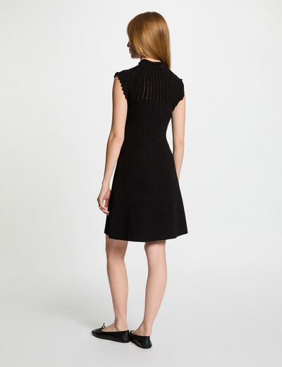 Robe tricot courte trapèze noir femme