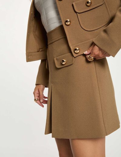 Jupe courte plissée sable femme