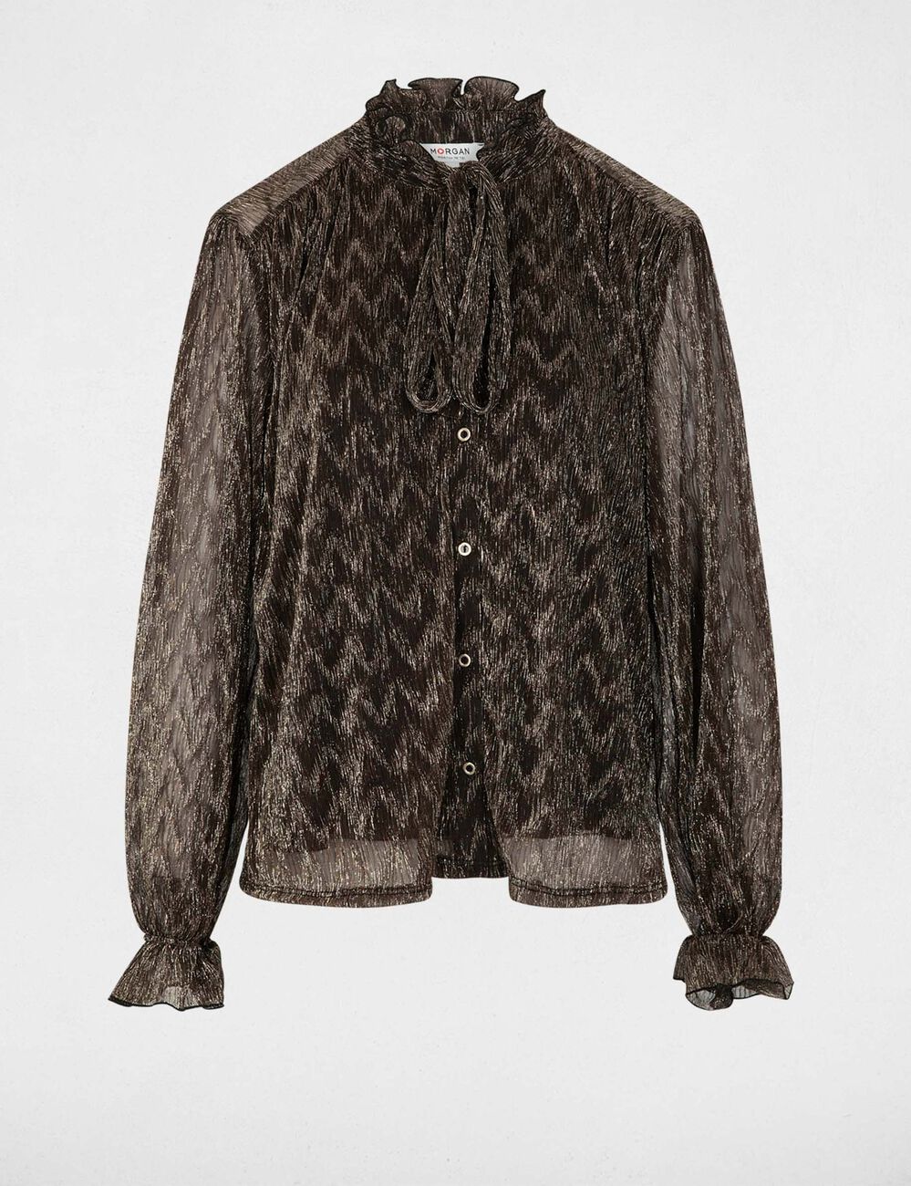 T-shirt col lavallière jaune or femme