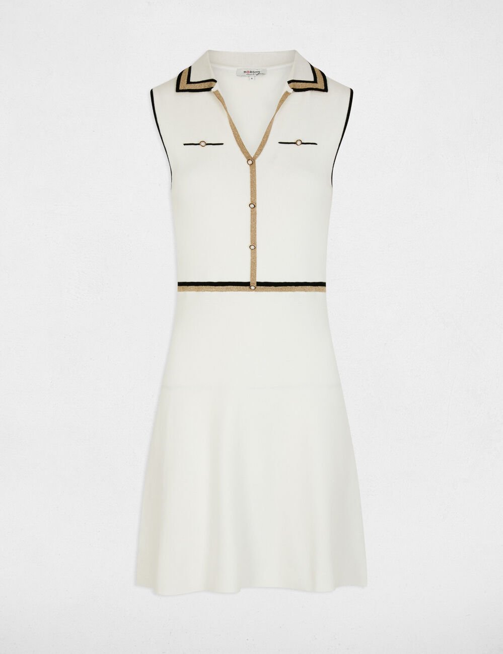 Robe courte col &agrave; revers blanc femme
