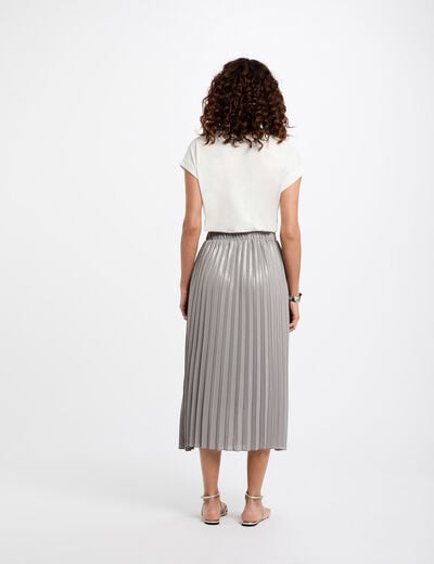 Geplooide lange rok couleur argent vrouw