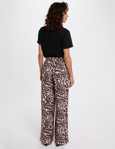 Pantalon droit fluide multicolore femme