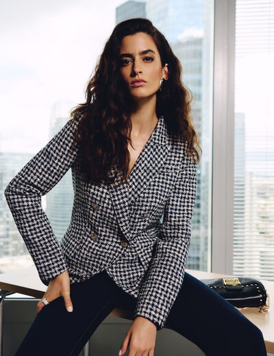 Blazer droit col tailleur multicolore femme