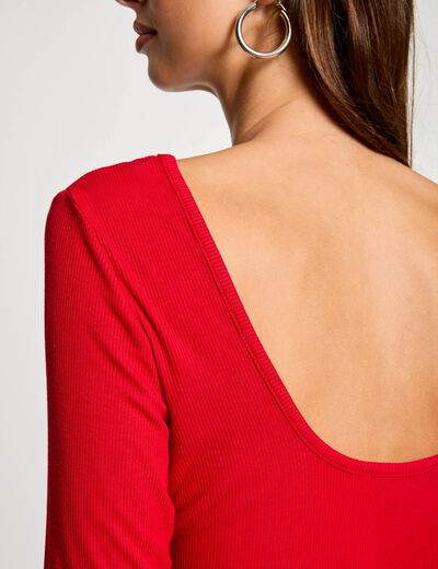 T-shirt manches longues rouge femme