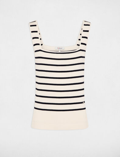 pull encolure carree raye ecru femme Pull encolure carrée rayé ecru femme