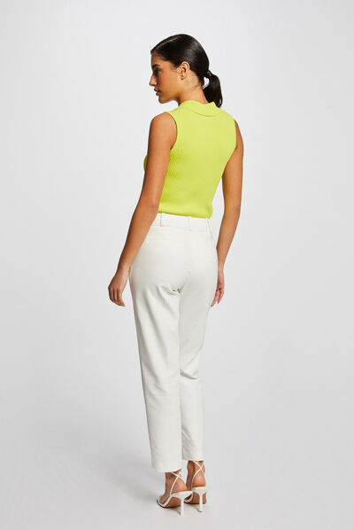 Mouwloze tanktop met polokraag anijsgroen vrouw