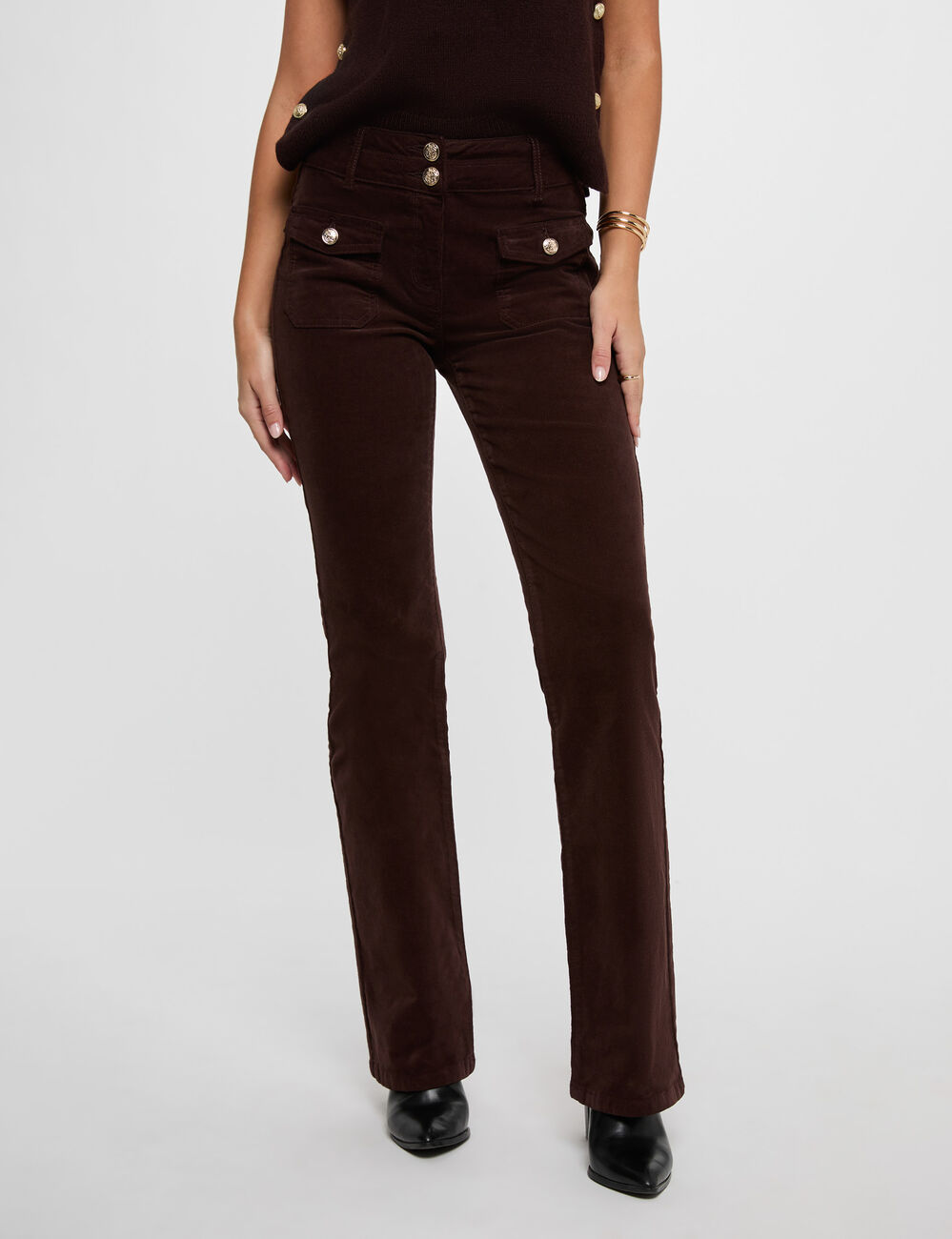 Broek van corduroy donker bruin vrouw