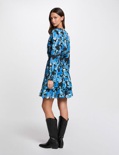 Robe courte cintrée imprimée multicolore femme