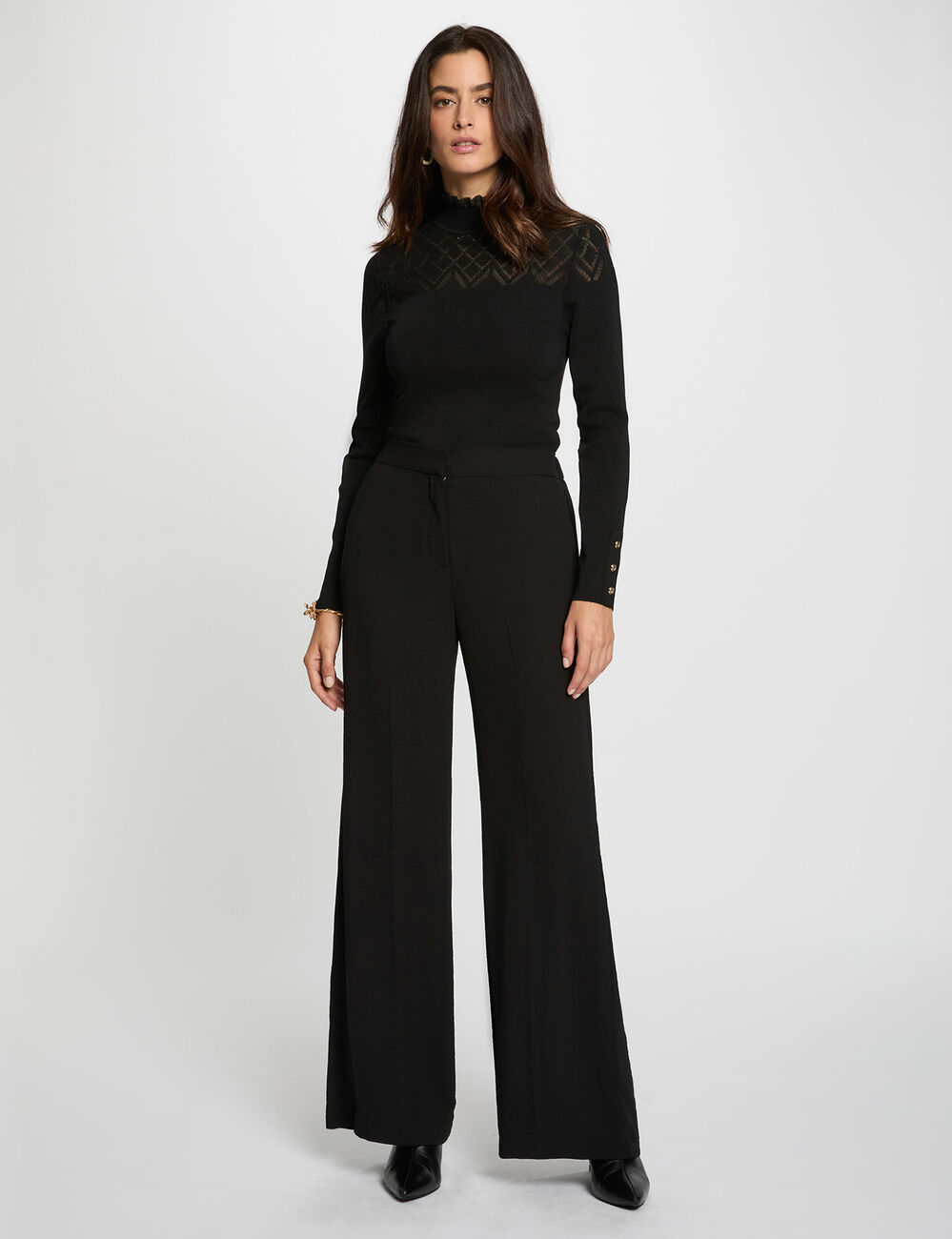 Pantalon large fluide noir femme