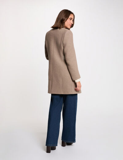 Manteau ajusté strass beige femme
