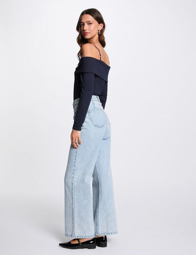T-shirt manches longues bleu marine femme