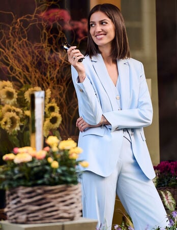 Veste ajust&eacute;e rayures bleu ciel femme